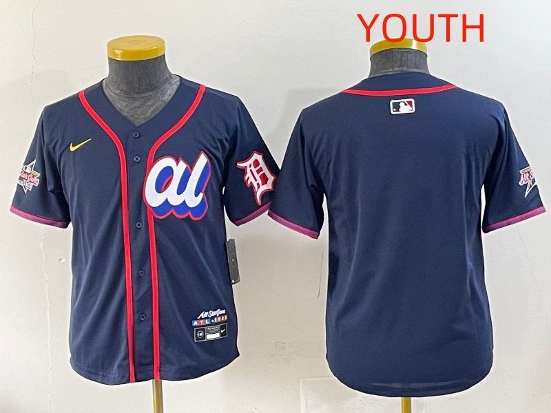 Youth  2025 Detroit Tigers blank Drak Blue All star Nike MLB Jersey style 3